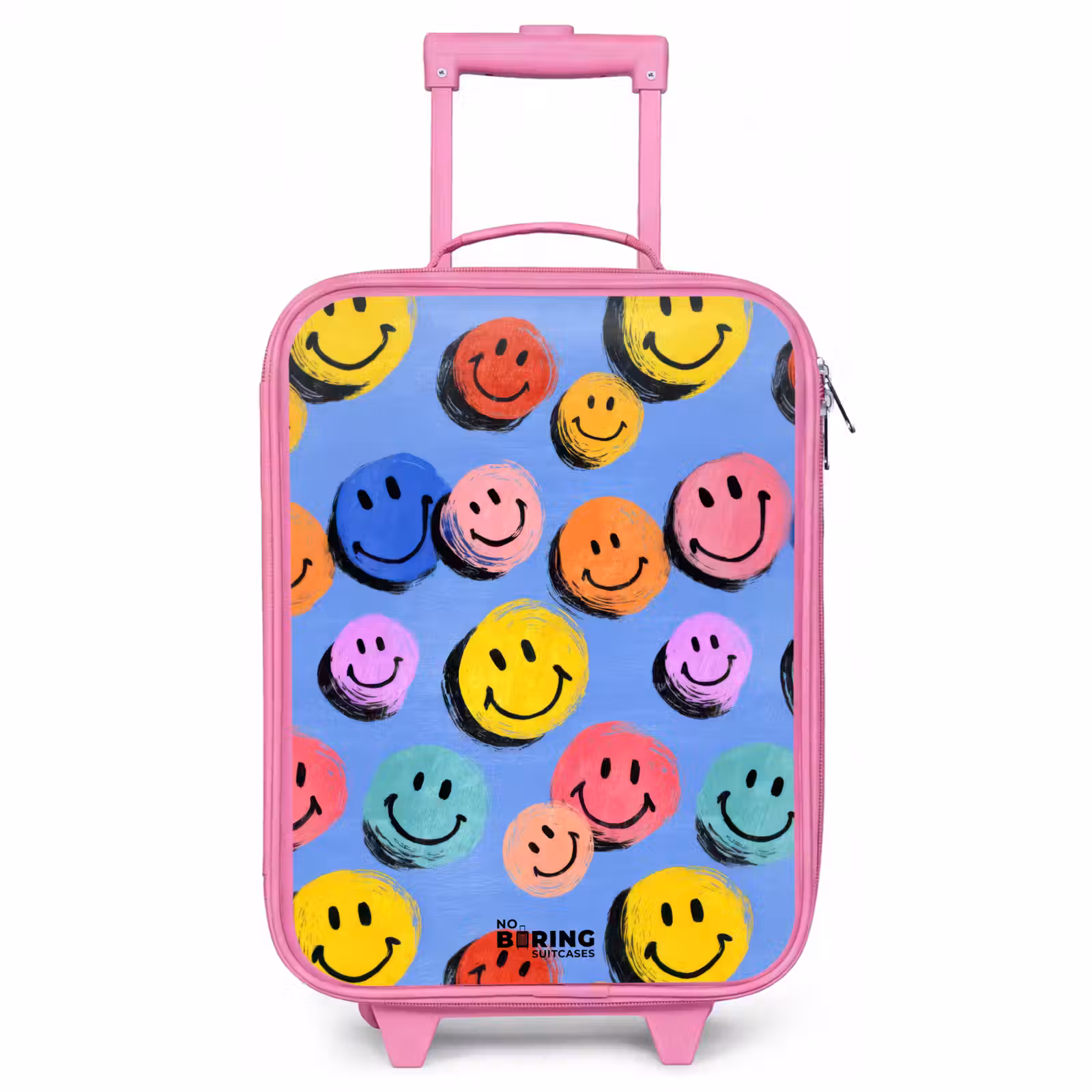 Children's suitcase - Pink - A playful and artistic pattern of colorful smileys — 1