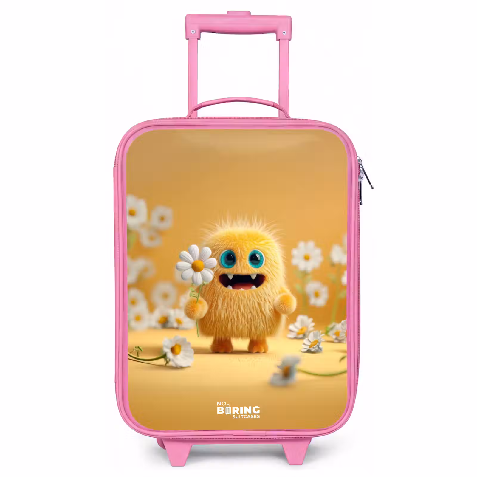 Children's suitcase - Pink - Monster - Creature - Flower - Yellow — 1