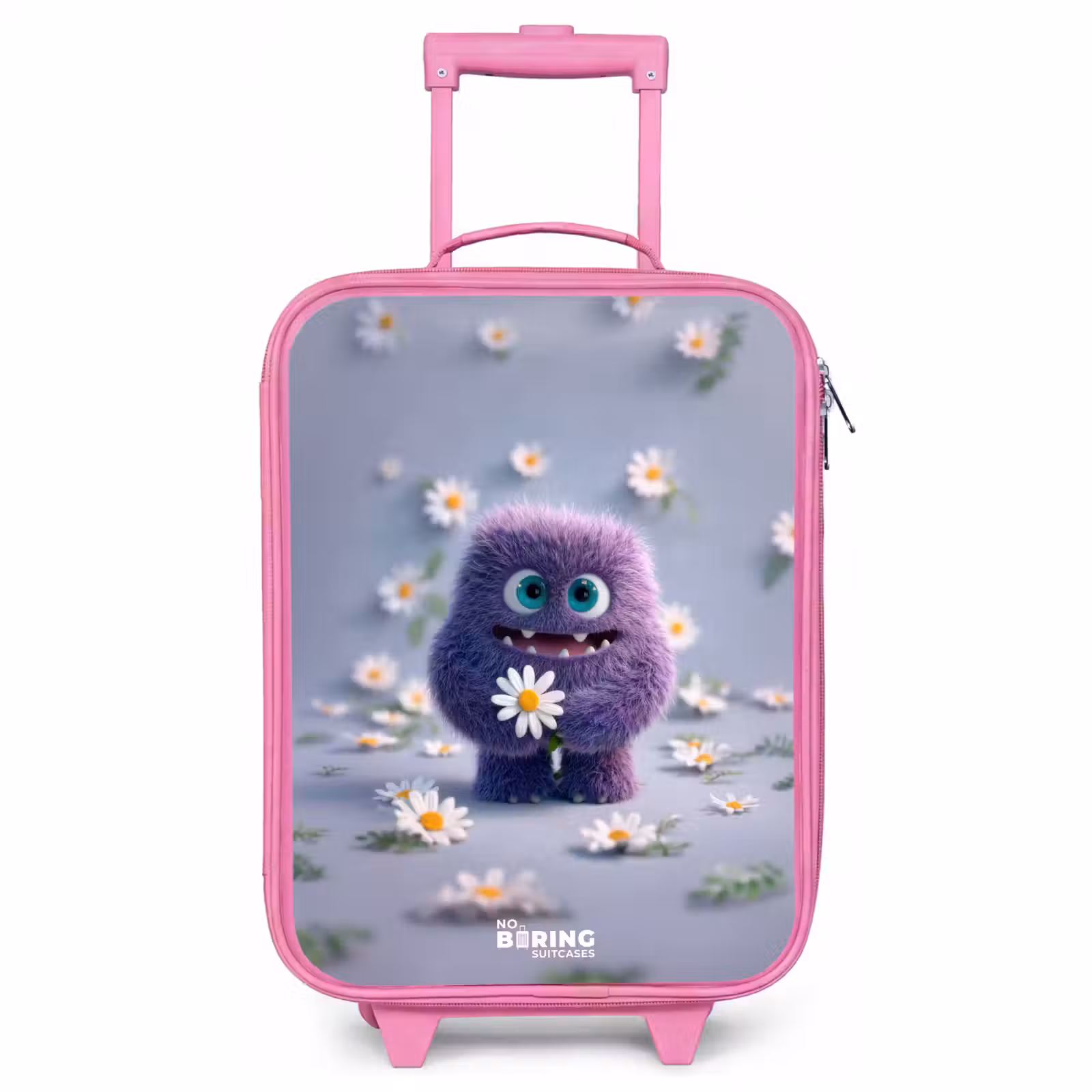 Children's suitcase - Pink - Purple Fluffy Friend with Daisy — 1