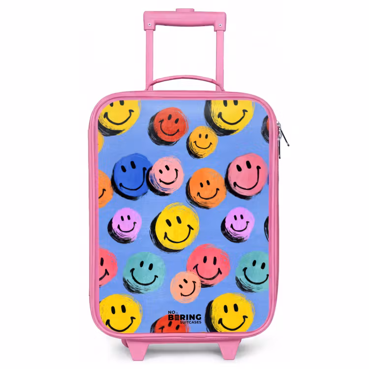 Children's suitcase - Pink - A playful and artistic pattern of colorful smileys — 1