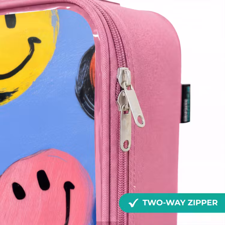 Children's suitcase - Pink - A playful and artistic pattern of colorful smileys — 4