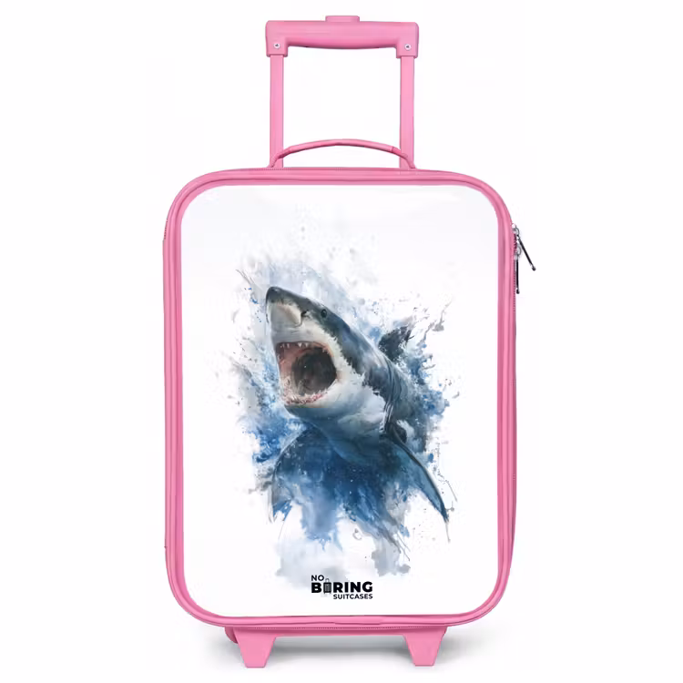Children's suitcase - Pink - Attacking shark in watercolor — 1