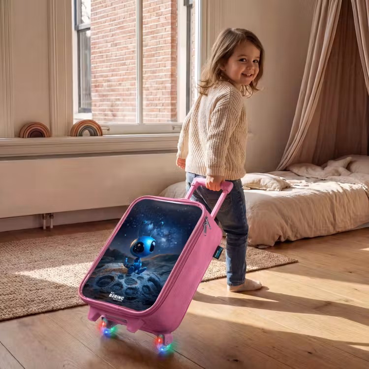 Children's suitcase - Pink - Blue alien creature under starry sky — 2
