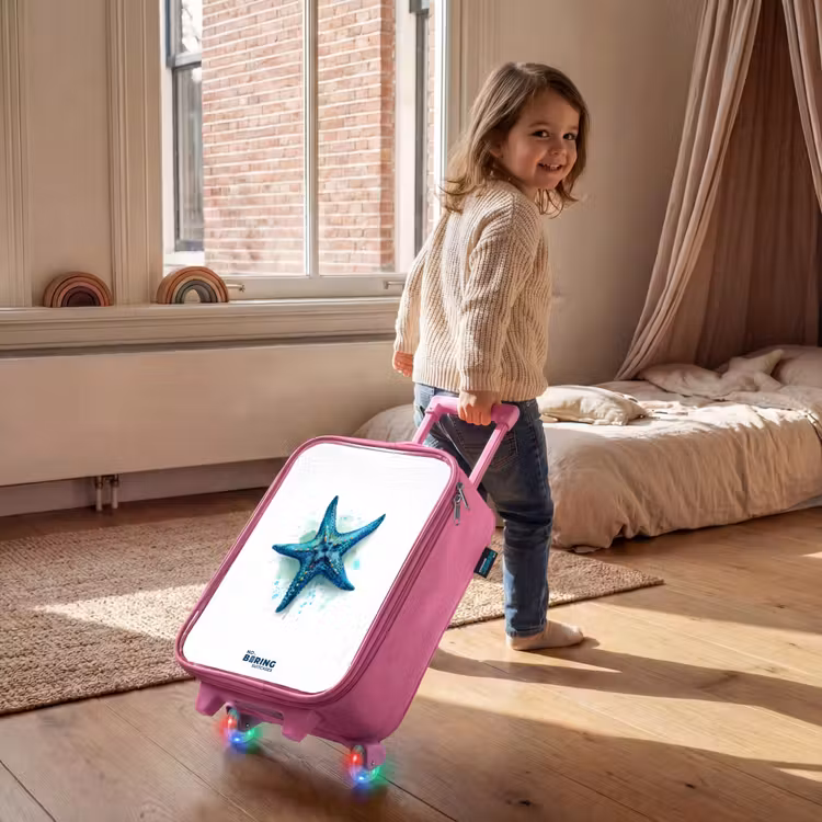 Children's suitcase - Pink - Blue Starfish on White Background — 2