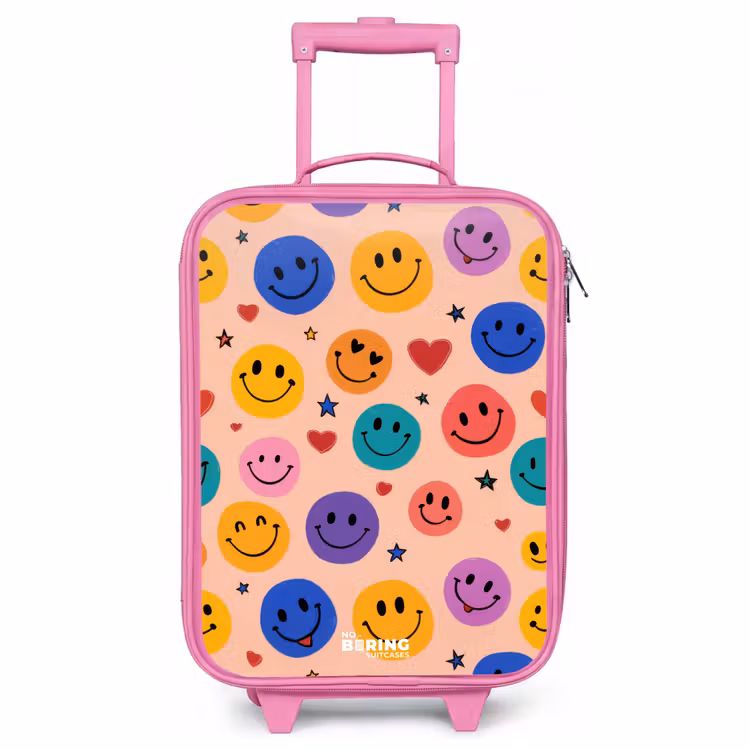 Children's suitcase - Pink - Cheerful Smiley Pattern — 1