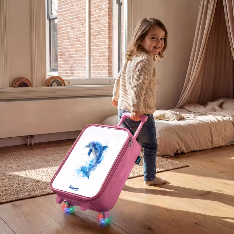 Children's suitcase - Pink - Jumping blue dolphin — 2
