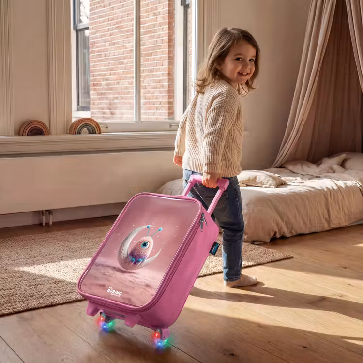 Children's suitcase - Pink - Moon rocker with Fluffy Weasel — 2
