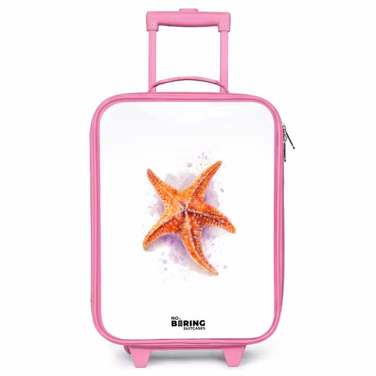 Children's suitcase - Pink - Orange Starfish Illustration — 1