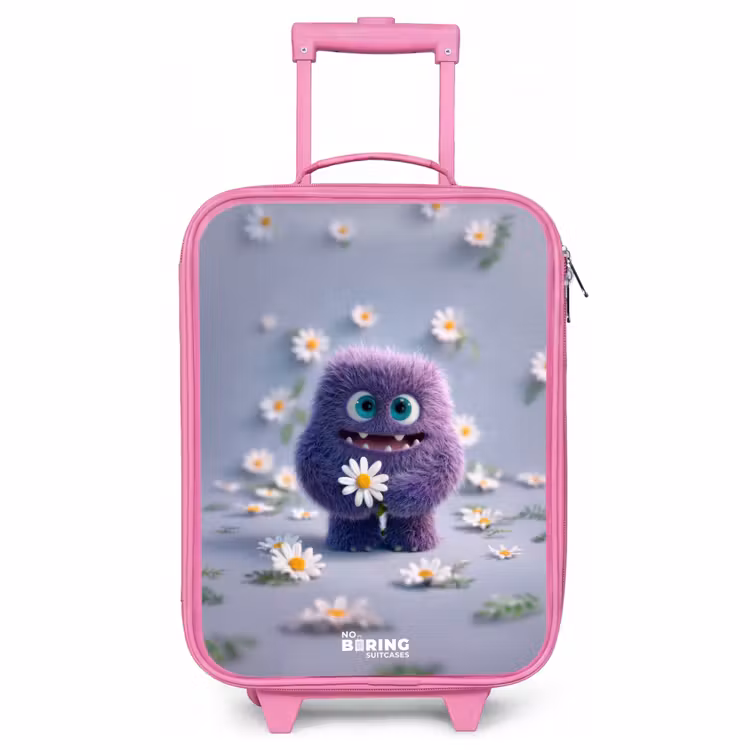 Children's suitcase - Pink - Purple Fluffy Friend with Daisy — 1