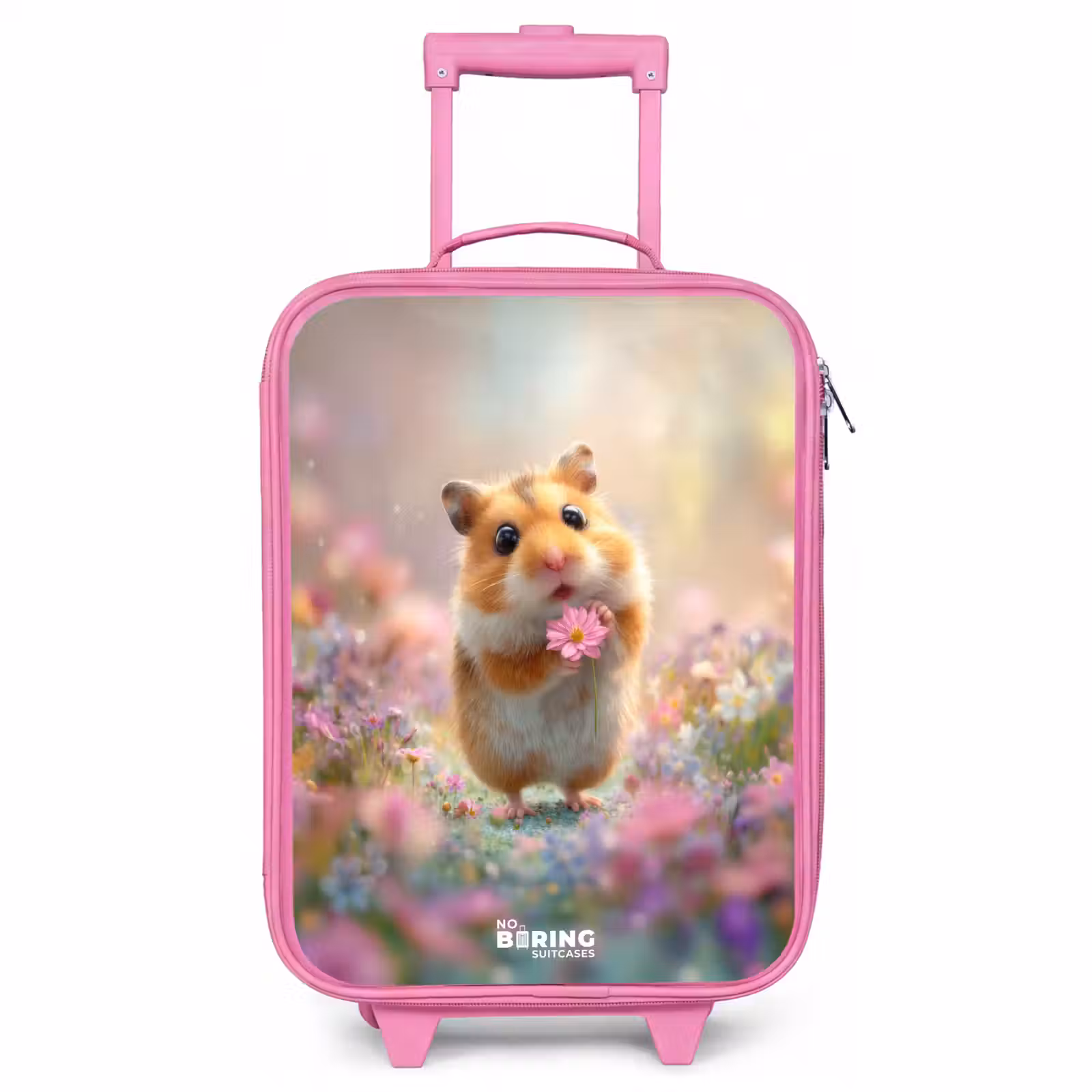 Children's suitcase - Pink - Hamster - Flower - Nature - Animal — 1
