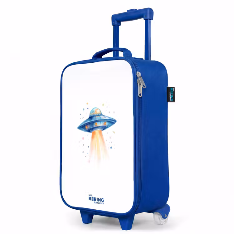 Children's suitcase - Blue - Blue spaceship with beam of light — 5