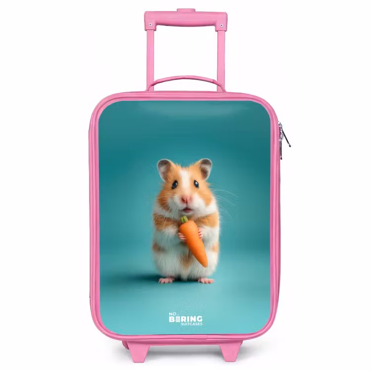 Children's suitcase - Pink - Hamster - Carrot - Animal — 1
