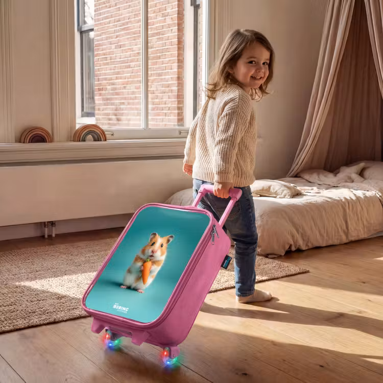 Children's suitcase - Pink - Hamster - Carrot - Animal — 2