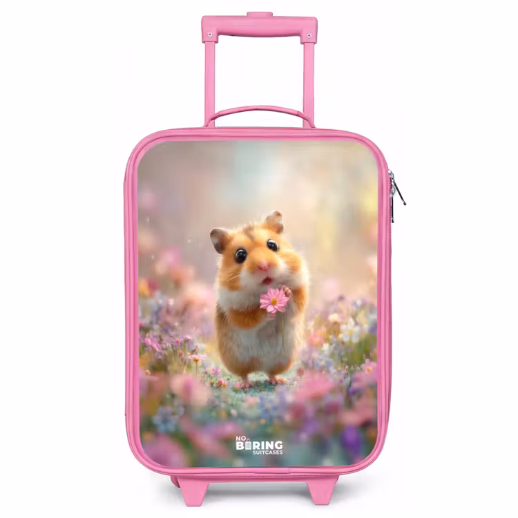 Children's suitcase - Pink - Hamster - Flower - Nature - Animal — 1