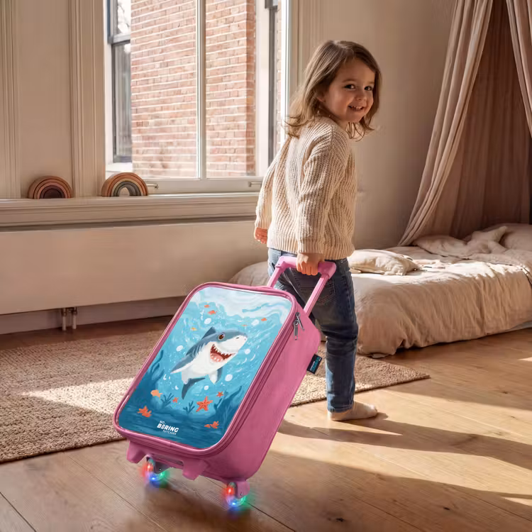 Children's suitcase - Pink - Shark - Water - Sea — 2