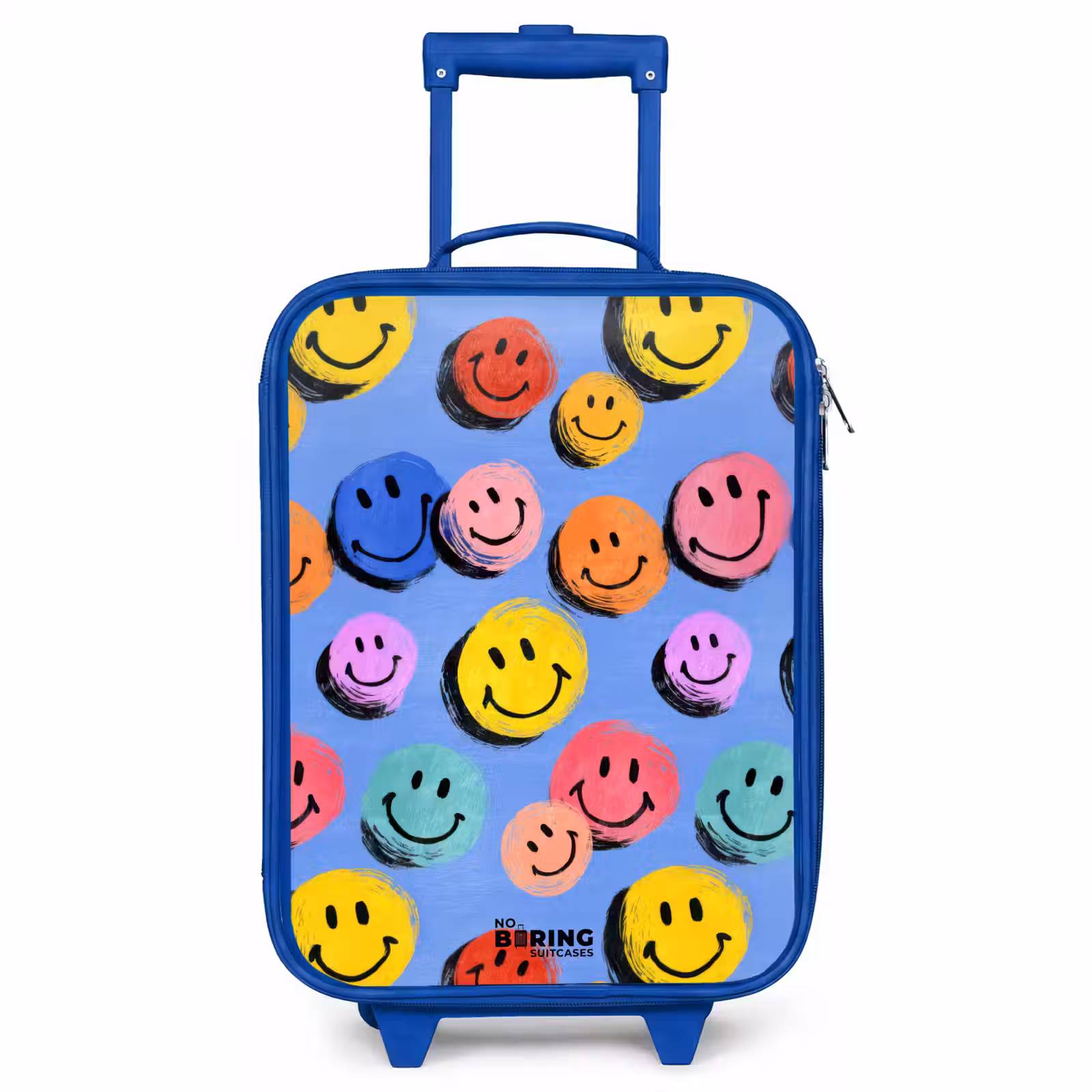 Children's suitcase - Blue - A playful and artistic pattern of colorful smileys — 1