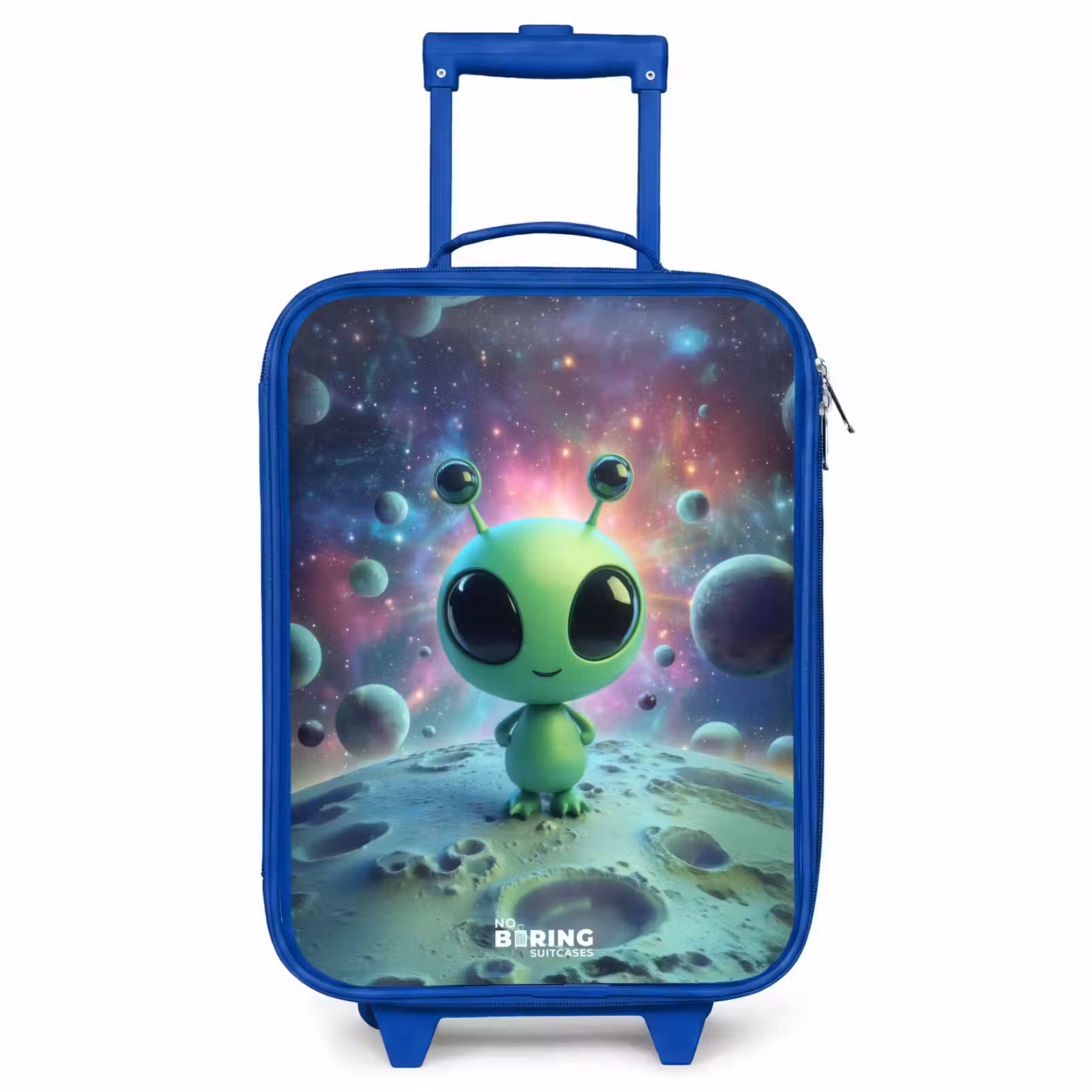 Children's suitcase - Blue - Green alien creature on lunar landscape — 1