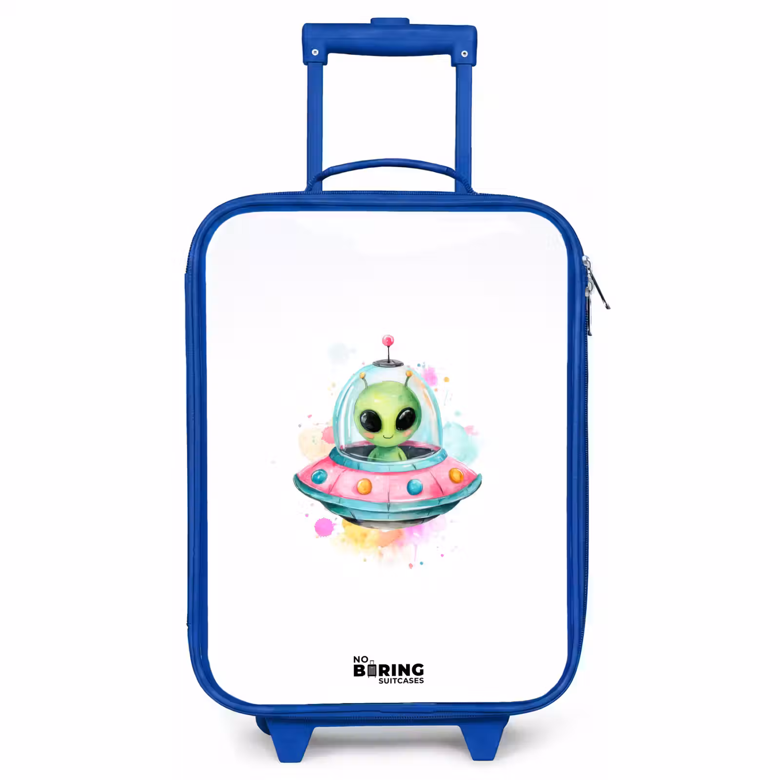 Children's suitcase - Blue - Green alien in colorful UFO — 1