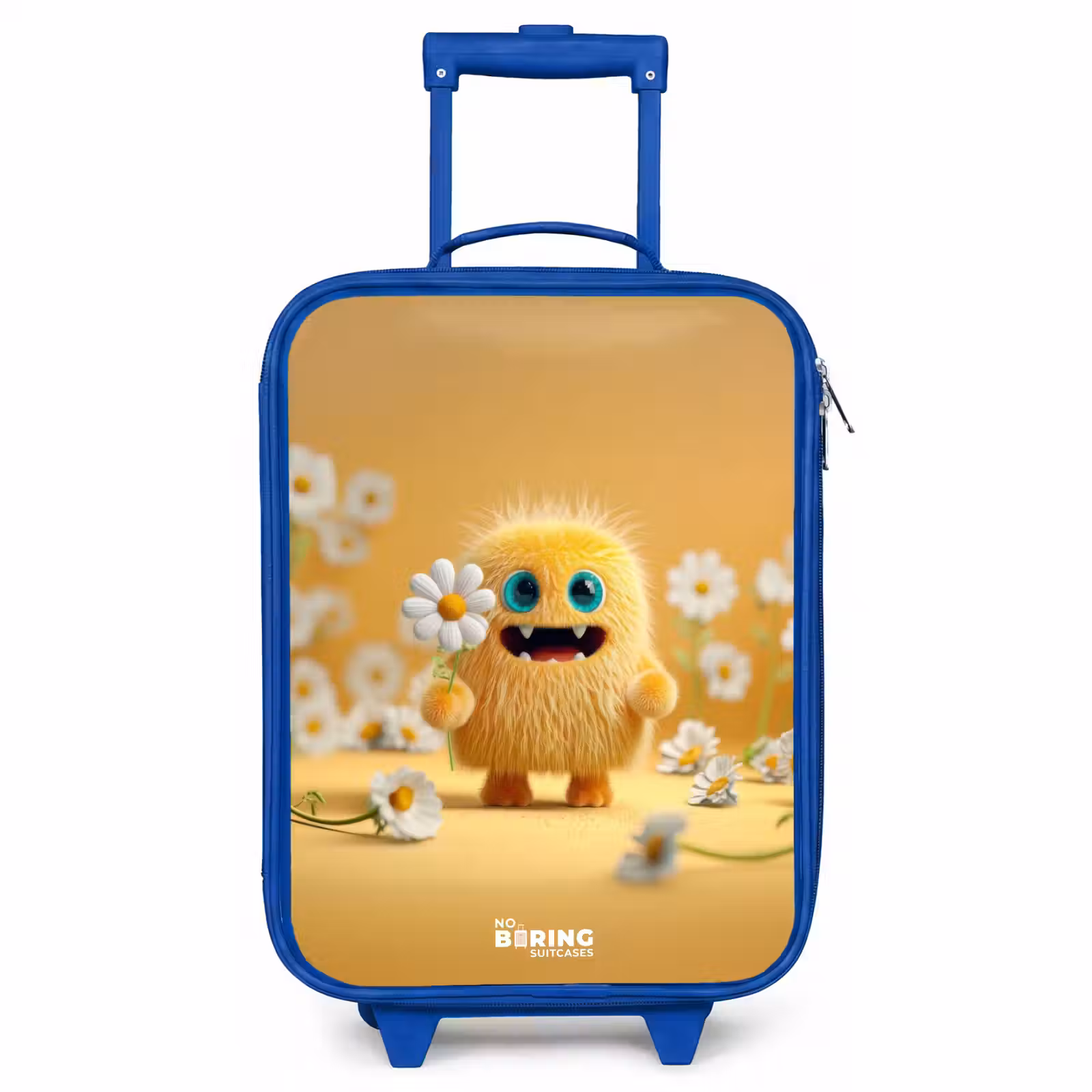Children's suitcase - Blue - Monster - Creature - Flower - Yellow — 1