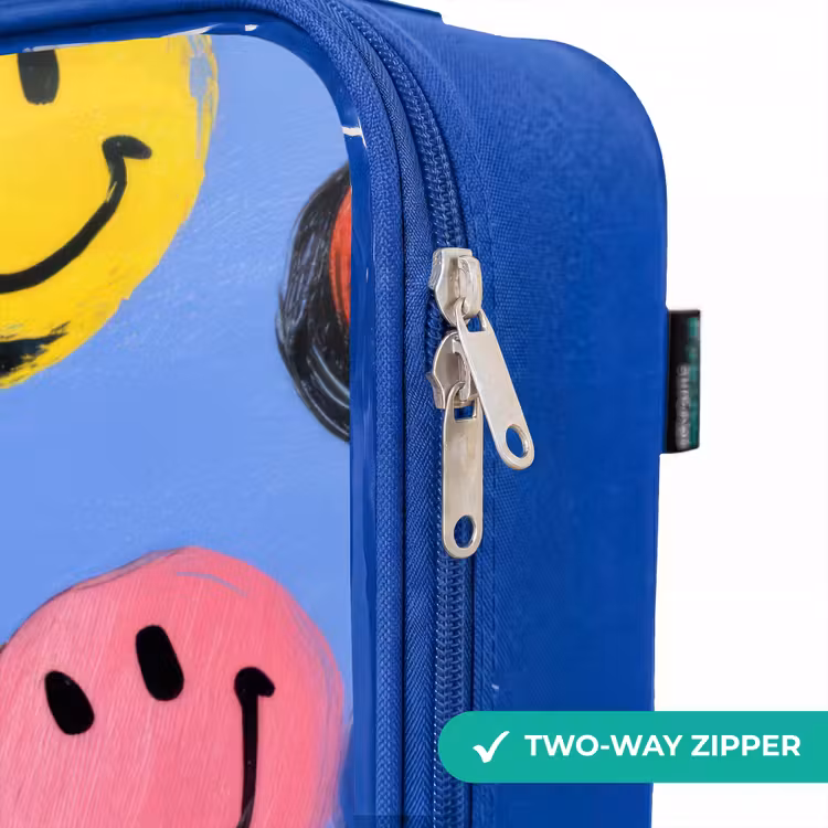 Children's suitcase - Blue - A playful and artistic pattern of colorful smileys — 6