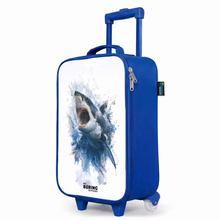 Children's suitcase - Blue - Attacking shark in watercolor — 5