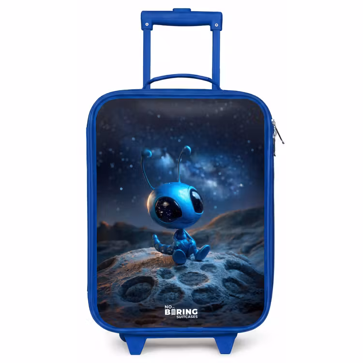 Children's suitcase - Blue - Blue alien creature under starry sky — 1