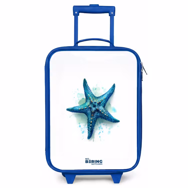 Children's suitcase - Blue - Blue Starfish on White Background — 1