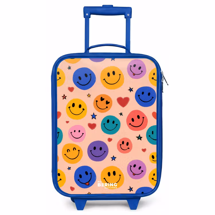 Children's suitcase - Blue - Cheerful Smiley Pattern — 1