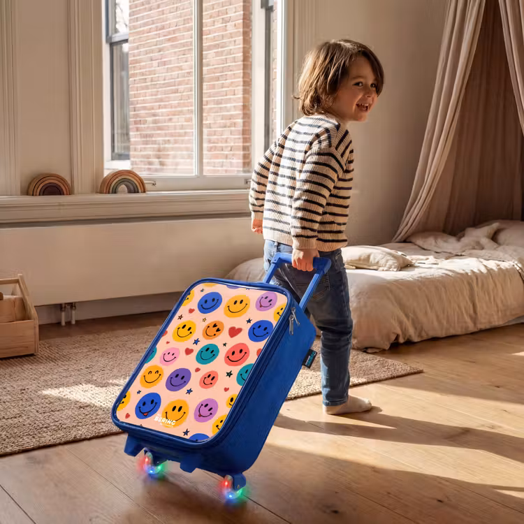 Children's suitcase - Blue - Cheerful Smiley Pattern — 2