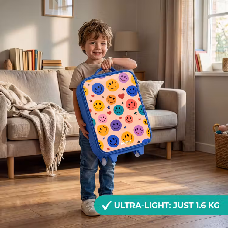 Children's suitcase - Blue - Cheerful Smiley Pattern — 3