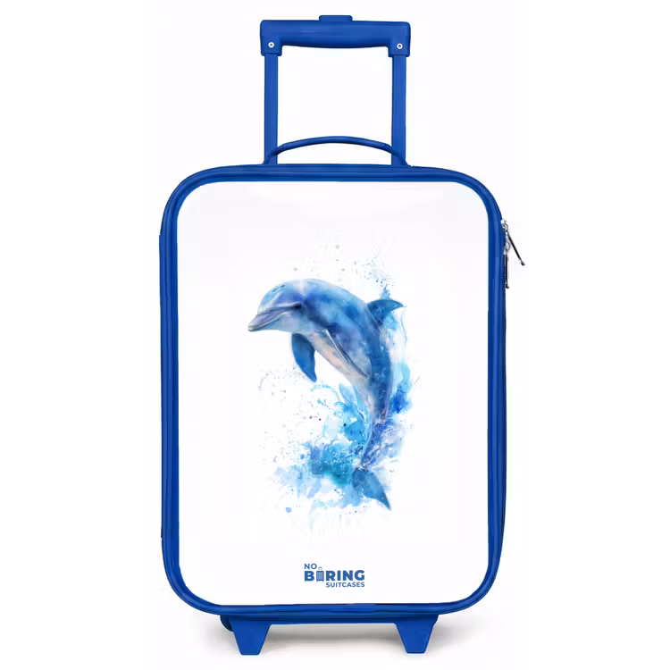 Children's suitcase - Blue - Jumping blue dolphin — 1