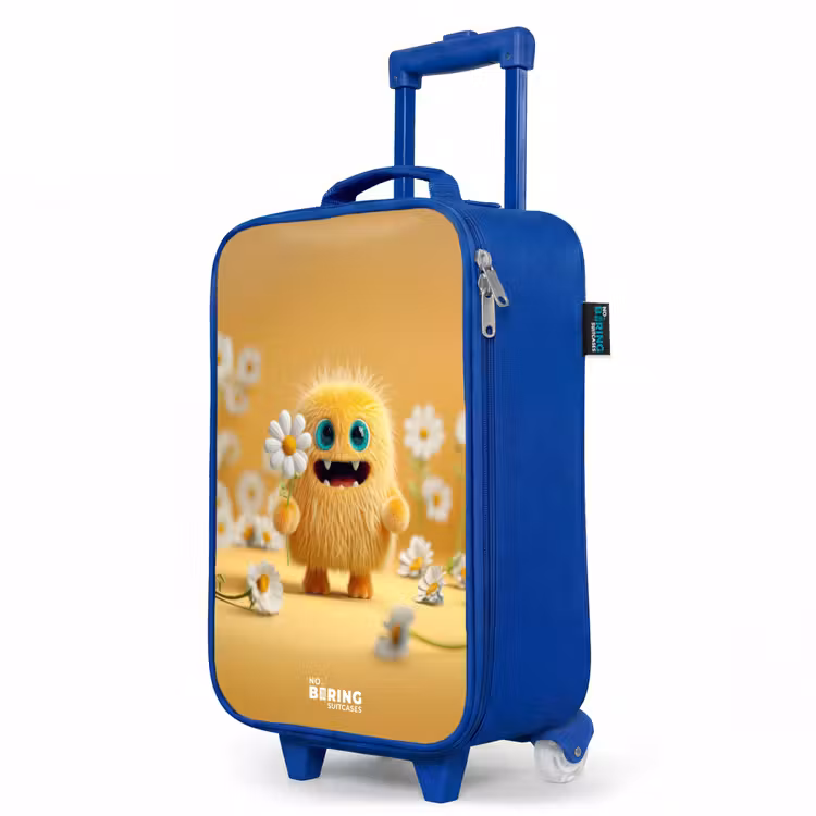 Children's suitcase - Blue - Monster - Creature - Flower - Yellow — 5