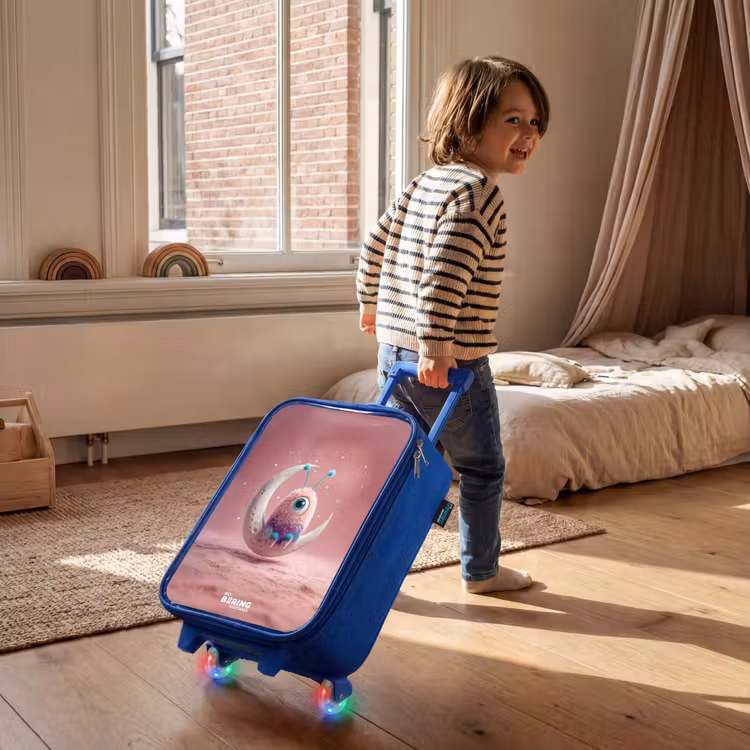 Children's suitcase - Blue - Moon rocker with Fluffy Weasel — 2