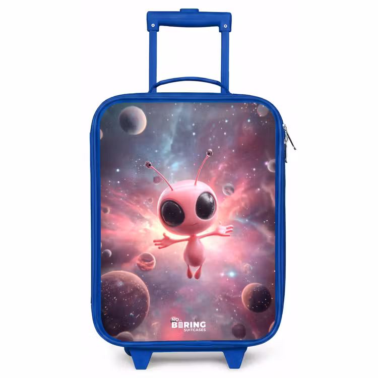 Children's suitcase - Blue - Pink Alien in Star Nebula — 1