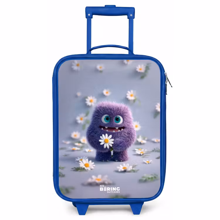 Children's suitcase - Blue - Purple Fluffy Friend with Daisy — 1