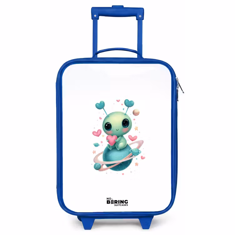 Children's suitcase - Blue - Sweet alien creature with heart — 1