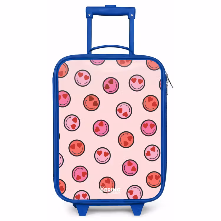 Children's suitcase - Blue - Heart - Smiley - Pattern — 1