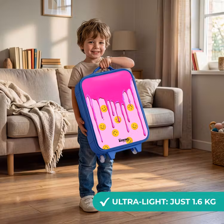 Children's suitcase - Blue - Paint - Smiley face - Pink — 3