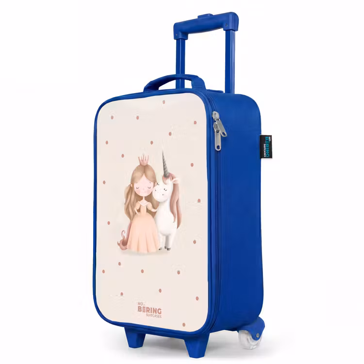 Children's suitcase - Blue - Princess and a unicorn in pastel colors — 5