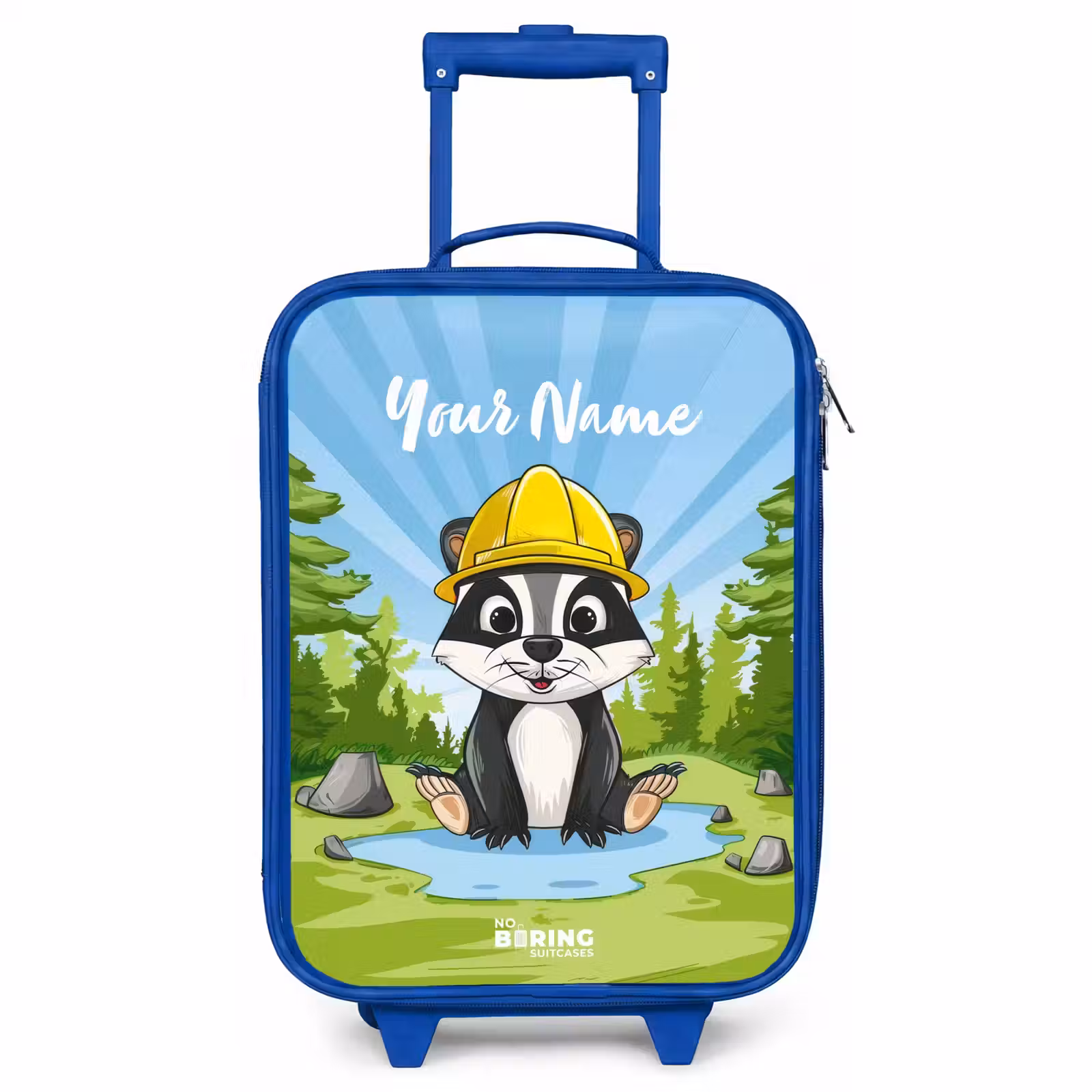 Children's suitcase with name - Blue - Wally work bear — 1