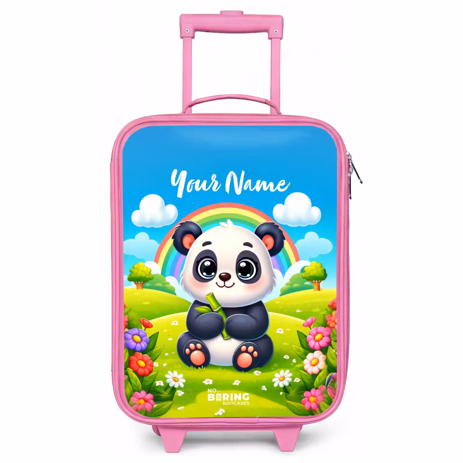 Children's suitcase with name - Pink - Pukkie Panda — 1