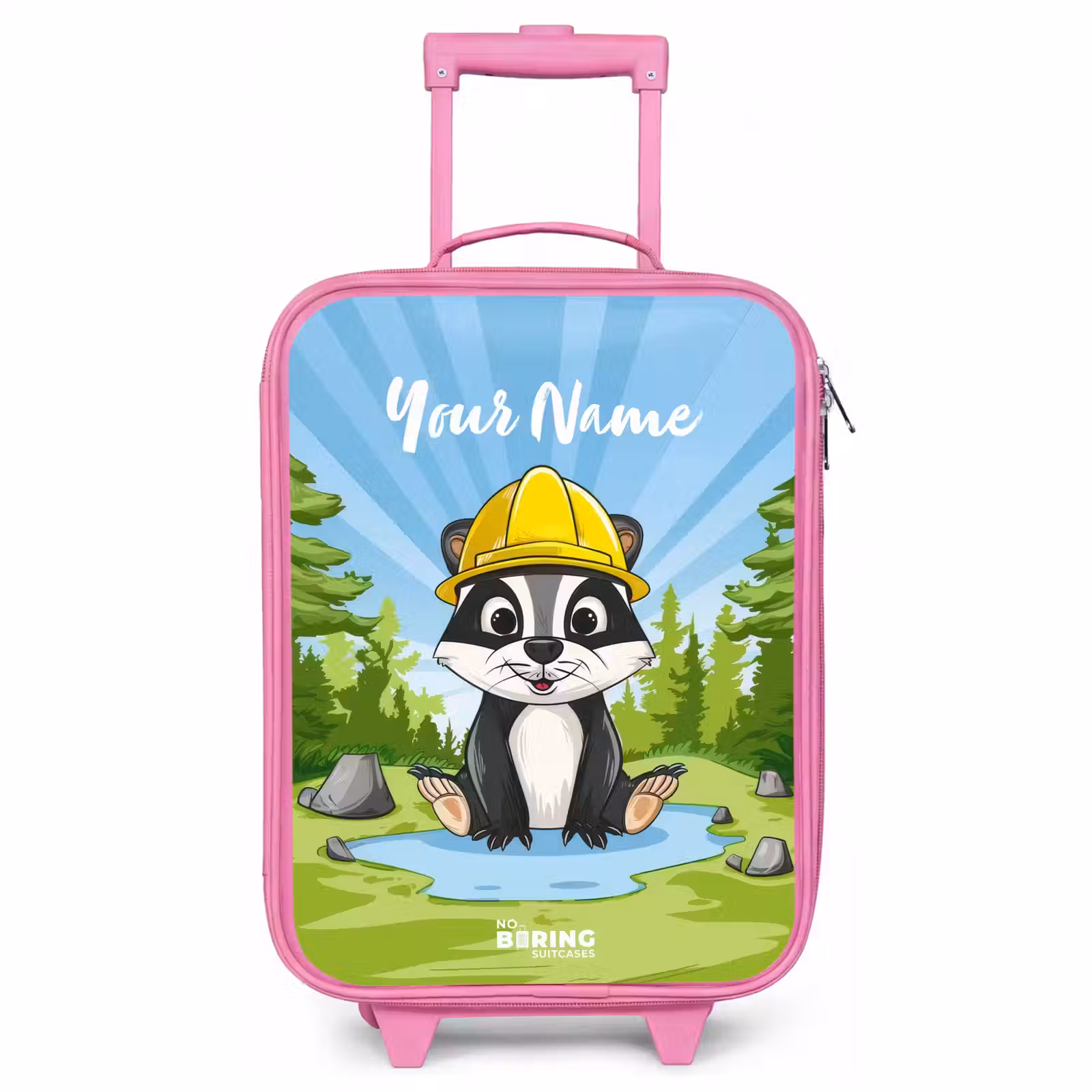 Children's suitcase with name - Pink - Wally work bear — 1