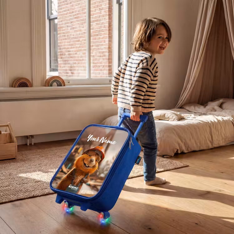 Children's suitcase with name - Blue - Bertus Construction Beaver — 2