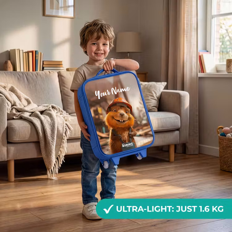 Children's suitcase with name - Blue - Bertus Construction Beaver — 3