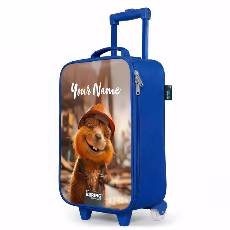 Children's suitcase with name - Blue - Bertus Construction Beaver — 5