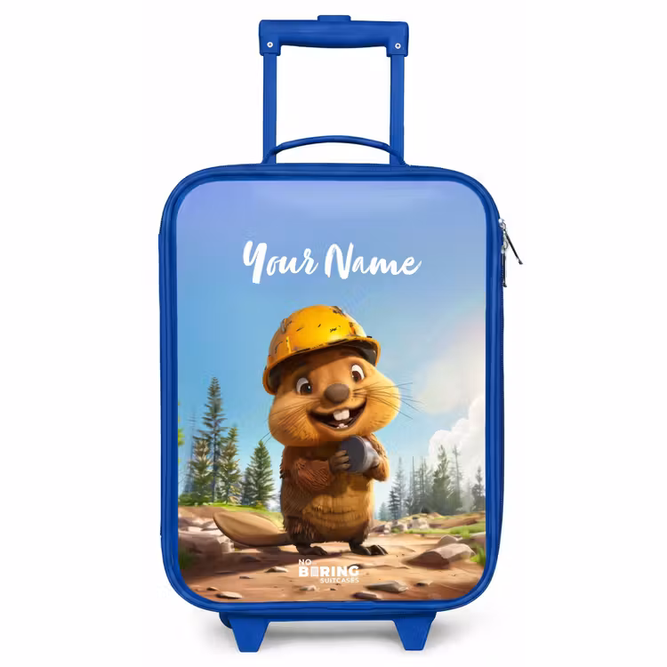 Children's suitcase with name - Blue - Billy Construction Helmet — 1