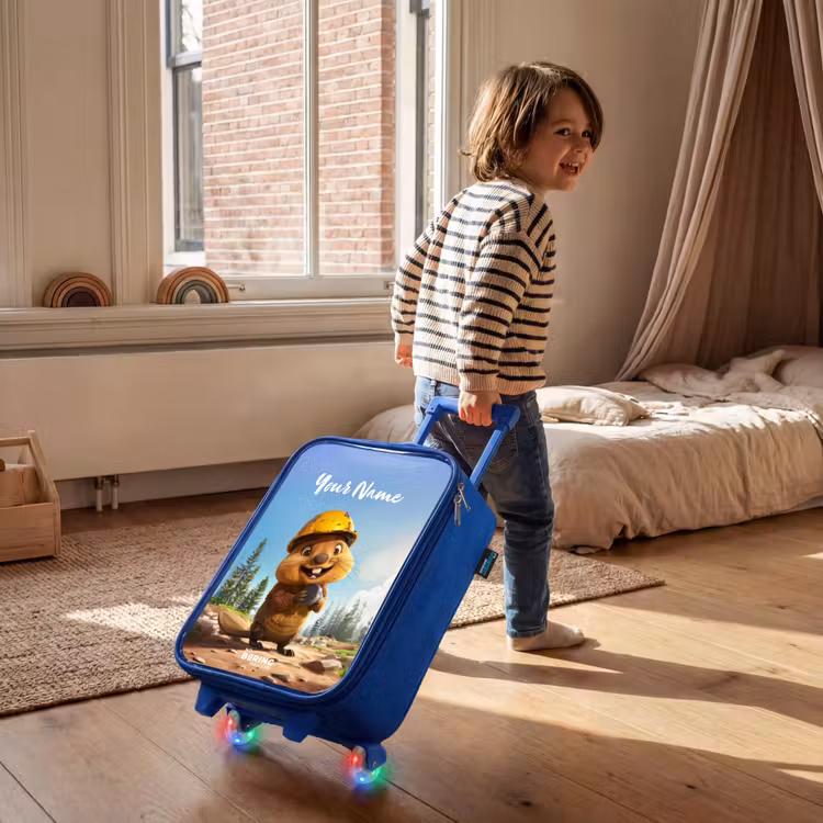 Children's suitcase with name - Blue - Billy Construction Helmet — 2