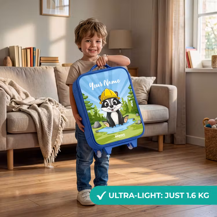 Children's suitcase with name - Blue - Wally work bear — 3