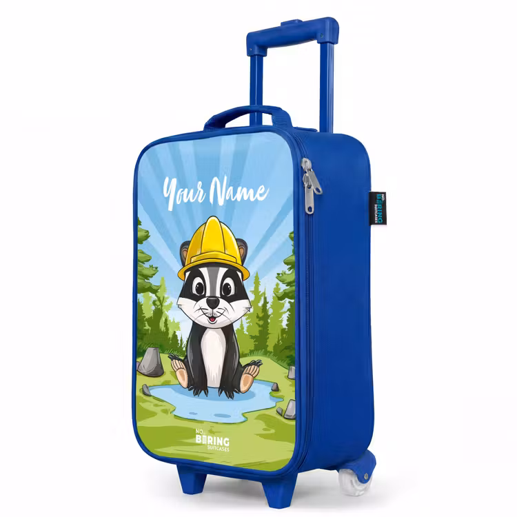 Children's suitcase with name - Blue - Wally work bear — 5