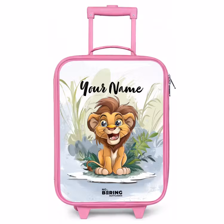 Children's suitcase with name - Pink - Lenny lion — 1